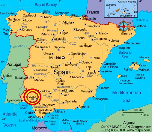 Seville Spain map